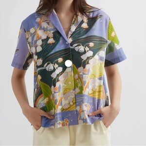 Saturdays NYC Shirt Floral Tencel Camp Collar Dani Garden Floral